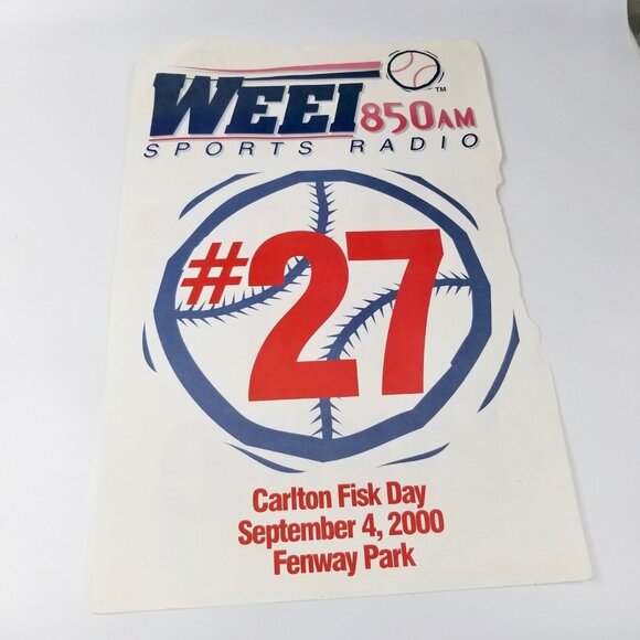 Vintage Lot Red Sox Carlton Fisk 27 Folder WEEI Go Pudge Sign Steiner Print - Picture 3 of 8